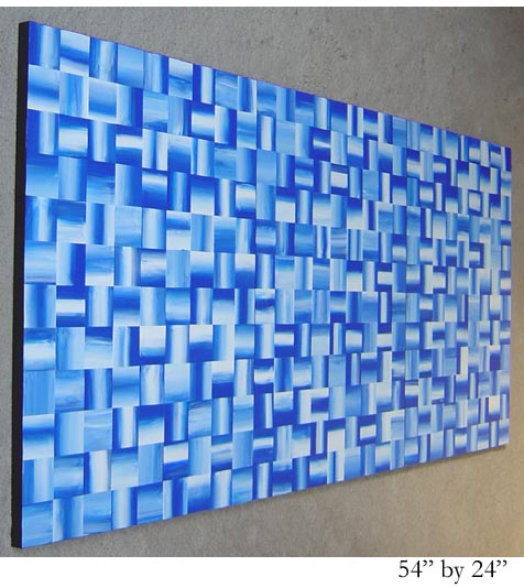 Modern Blue and White Triptych Painting