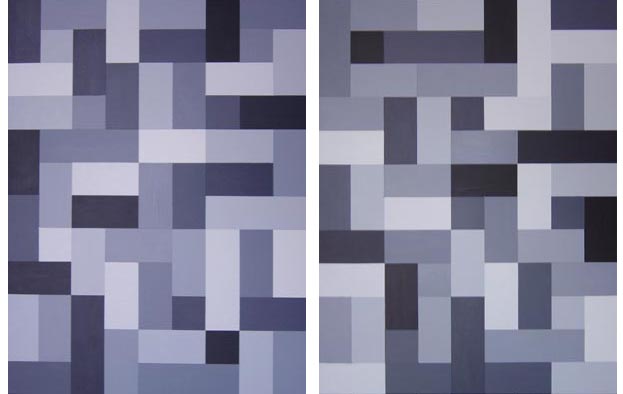 Modern Black and White Diptych Painting