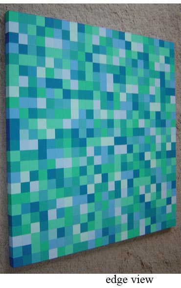 Modern Abstract Squares Painting Blue and Green
