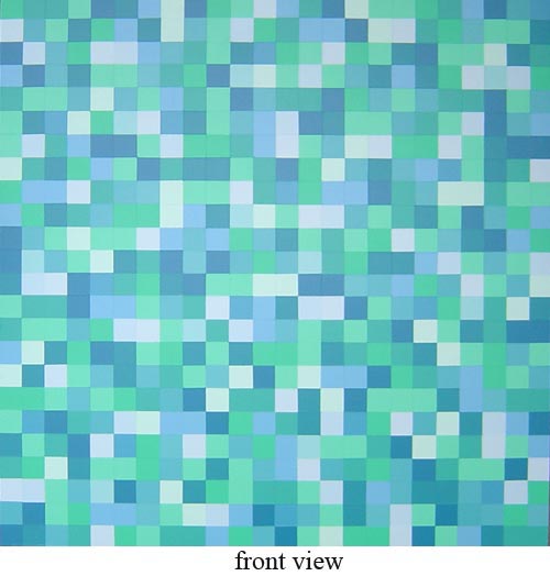 Modern Squares Abstract Painting Blue and Green