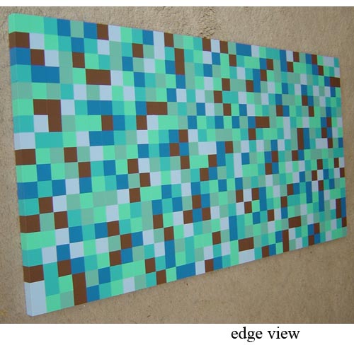 Modern Abstract Squares Painting Aqua and Chocolate