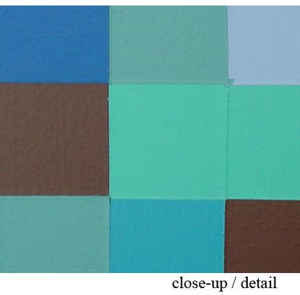 Aqua and Chocolate Squares Painting Close-Up