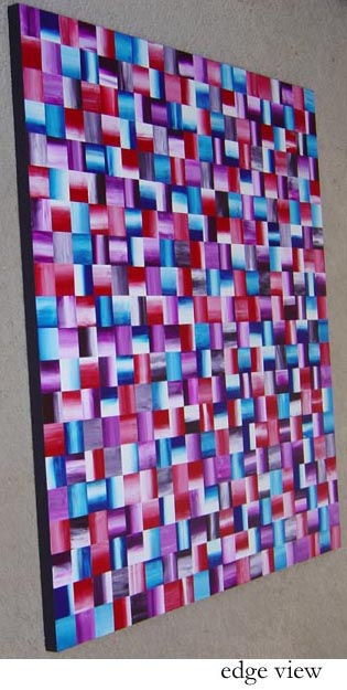 Original Abstract Red, Blue and Purple Squares Painting