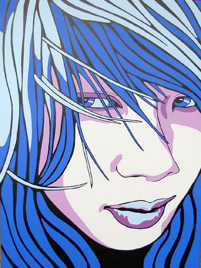 Kate Blue Mod Pop Portrait Painting