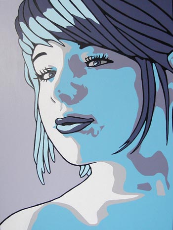 Lindsay Blue Mod Pop Art Portrait Painting