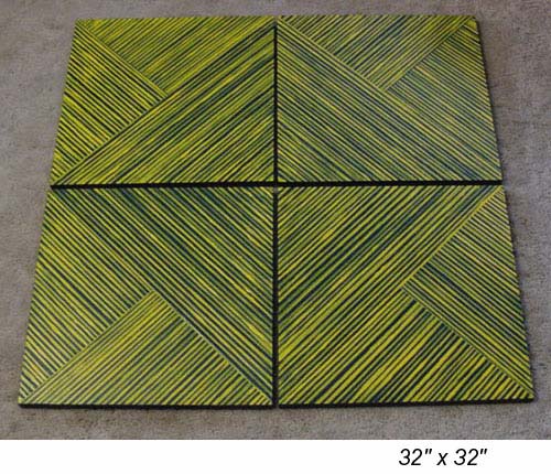 Four Panel Black and Yellow Stripes Painting