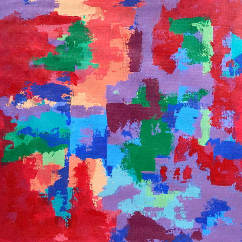 Orange, Purple, Red And Blue Abstract Painting
