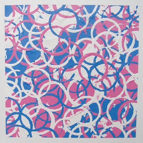Modern Abstract Pink And Blue Circles Painting