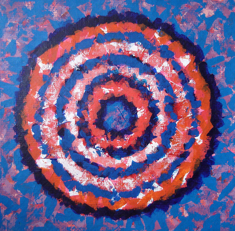 Blue and Orange Contemporary Circles Painting