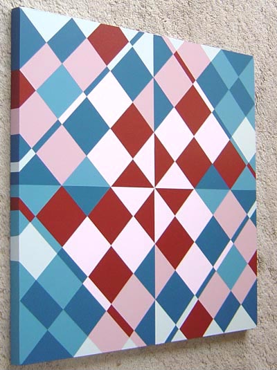 Original Red, Pink and Blue Geometric Painting