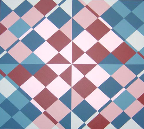 Original Red, Pink and Blue Geometric Artwork