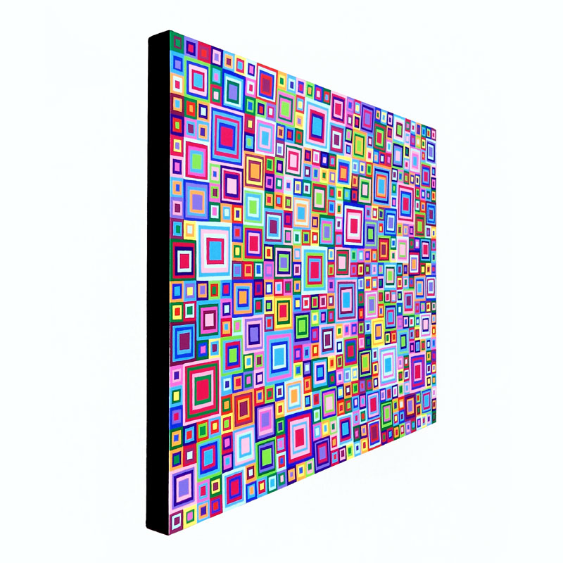 Large Original Jeweled Squares Painting Multicolor Wall Art