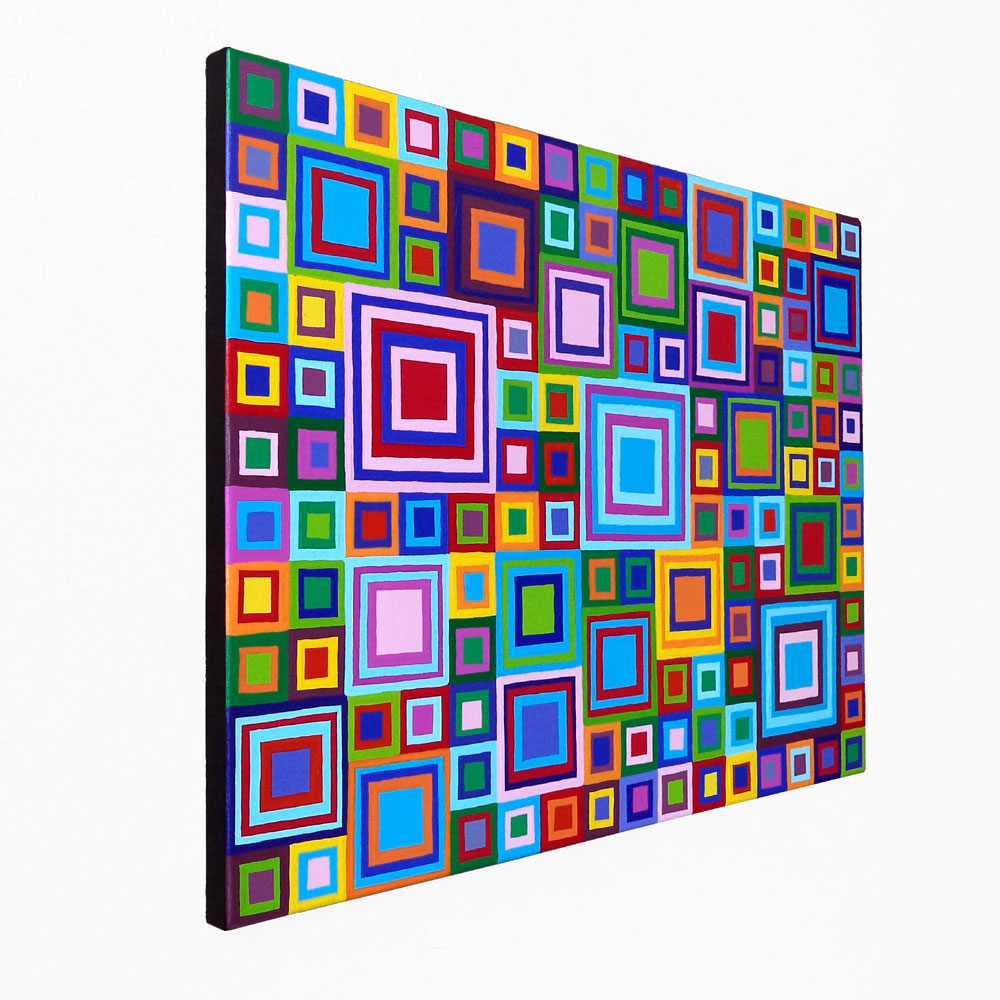 Original Multicolor Wall Art Jeweled Squares Modern Painting
