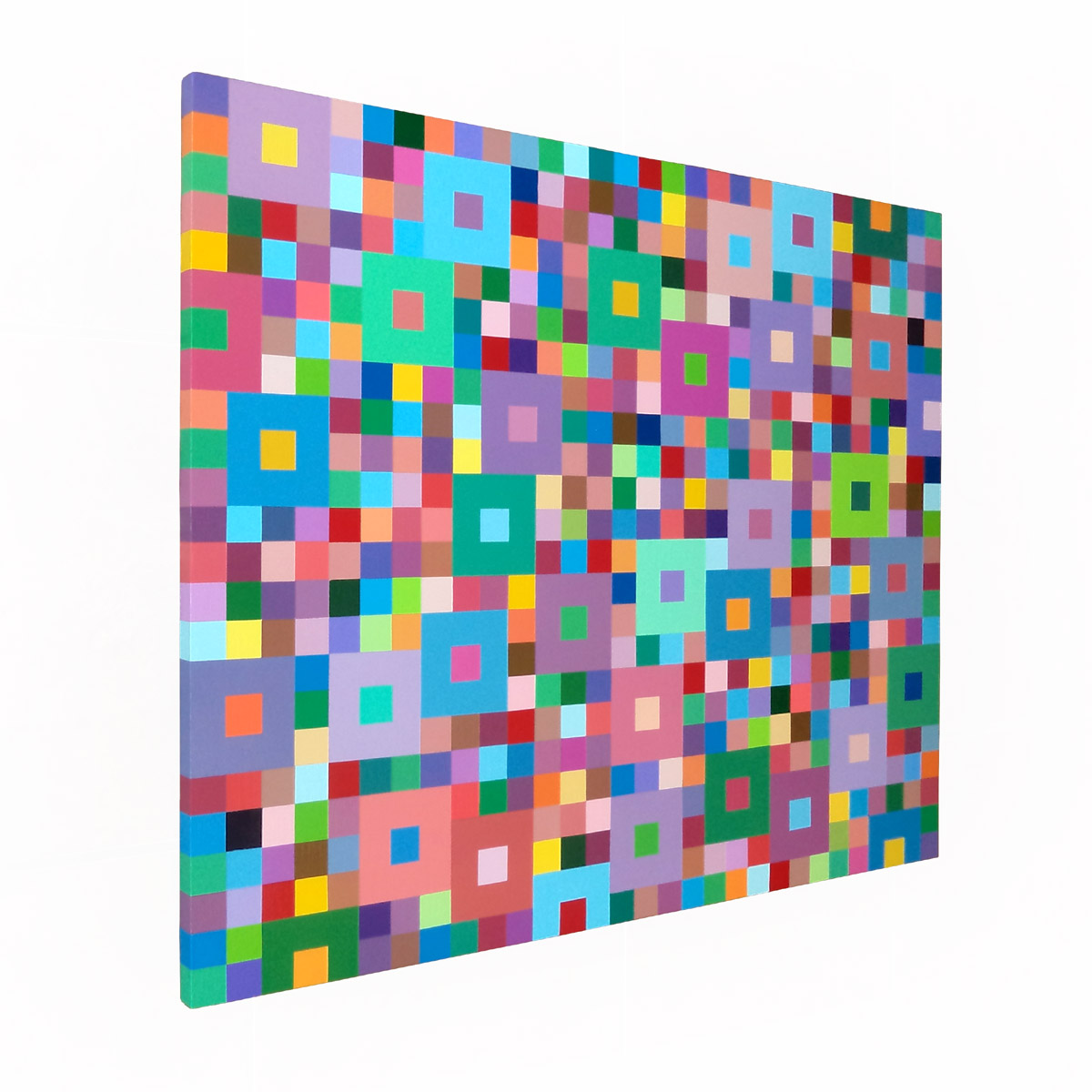 Original Multicolor Modern Squares In Squares Painting