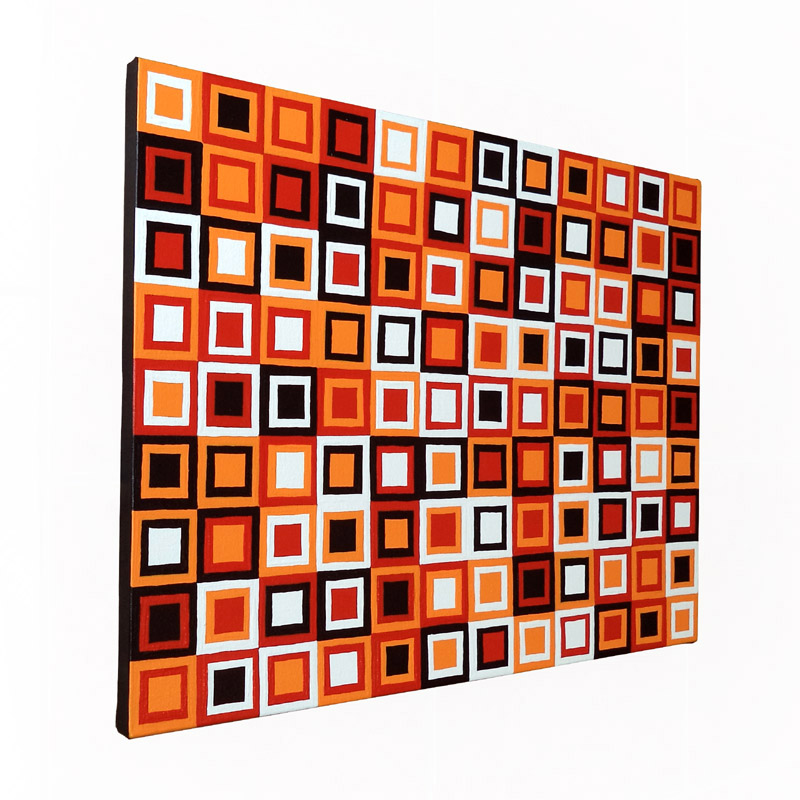 Original Modern Orange Squares Painting