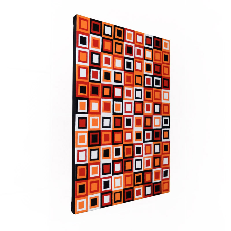 Orange And White Squares Painting Original Modern Wall Art