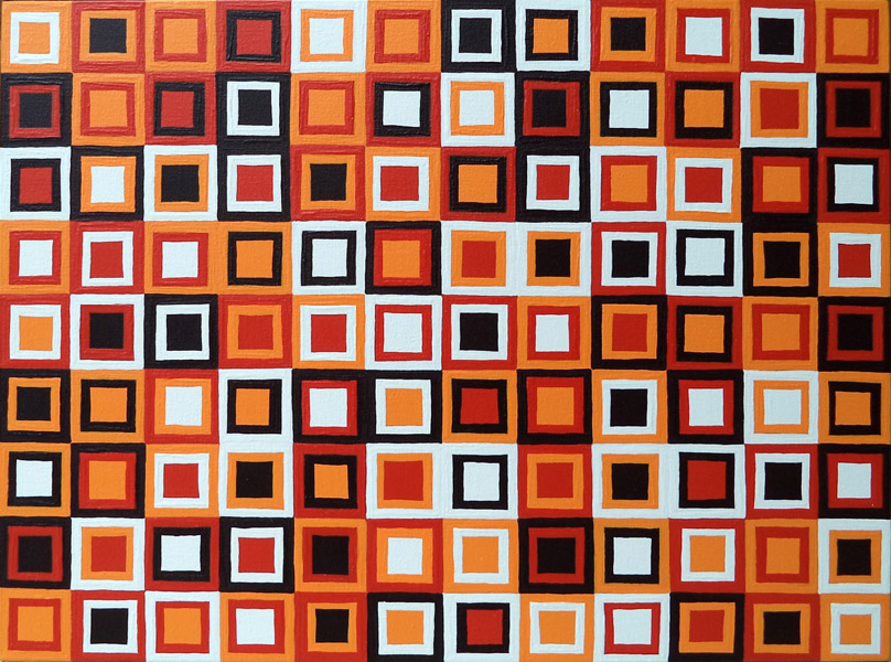 Modern Orange And White Squares Painting Original Contemporary Wall Art