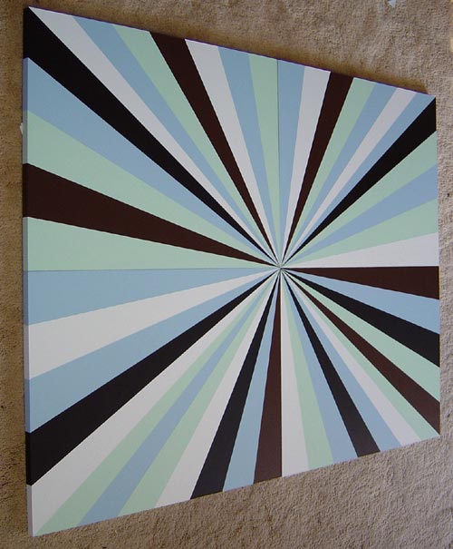 Huge Four Panel Aqua & Brown Pinwheel Painting