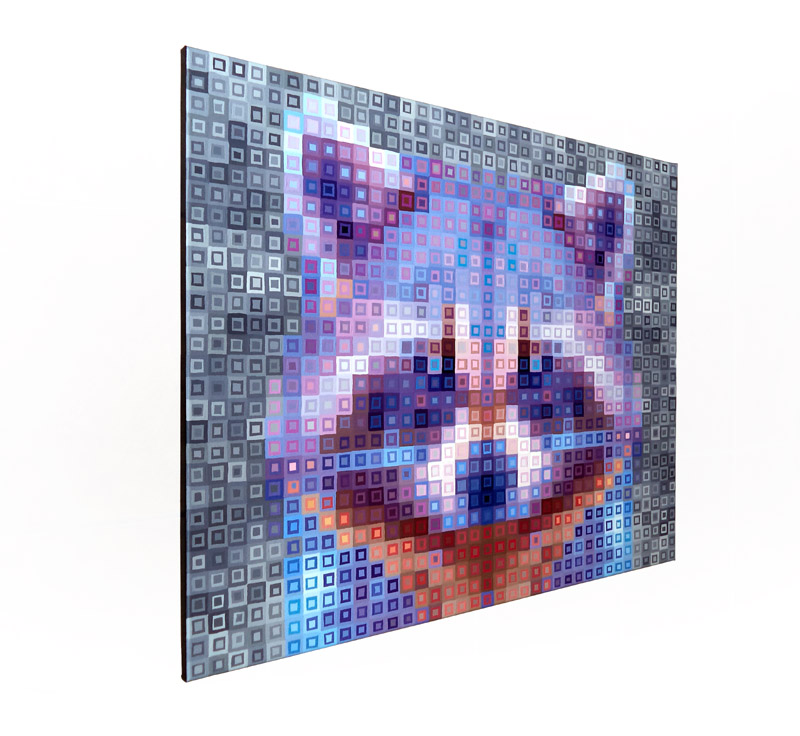 Purple, Pink  And Blue Pixel Raccoon Painting