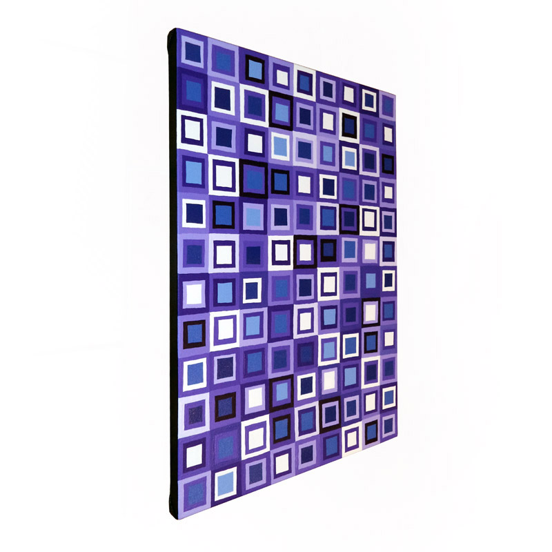 Purple And White Squares Painting Original Modern Wall Art