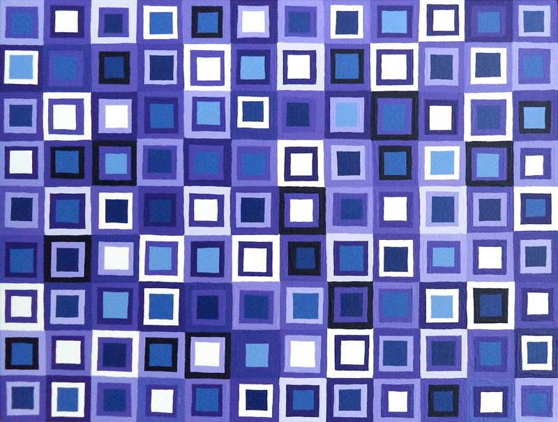 Modern Purple And White Squares Painting Original Contemporary Wall Art