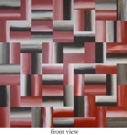 Red Weave Rectangles Contemporary Painting
