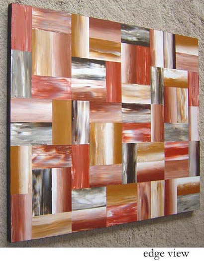 Original Abstract Rustic Weave Rectangles Painting