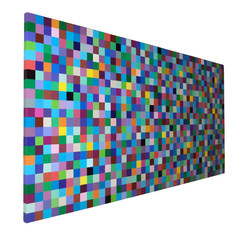 Large Squares Wall Art Painting In Green,Purple Blue And Brown