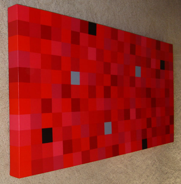 Shades Of Red Squares With Black And Grey