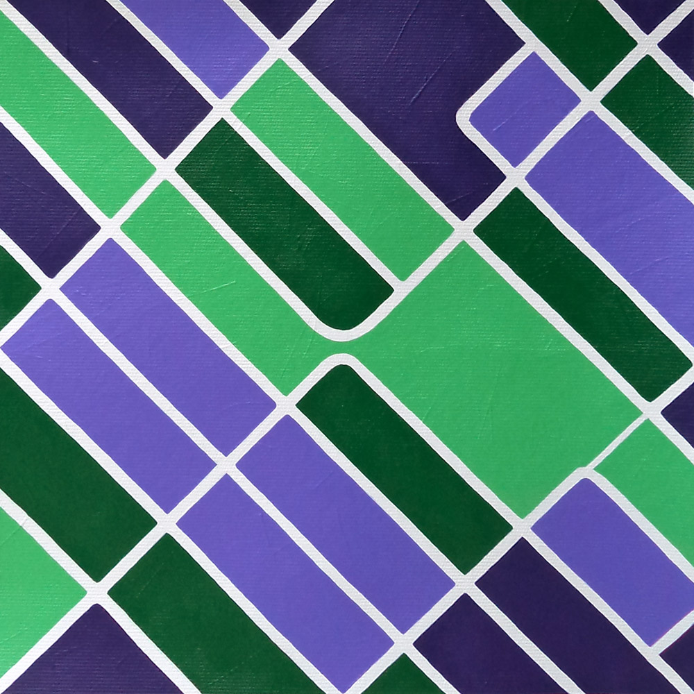 Aerial Urban Streets Green And Purple Original Modern Abstract Wall Art