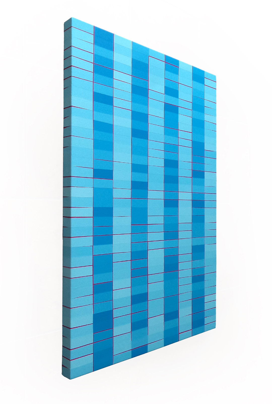 Original Modern Wall Art Blue Grid Painting