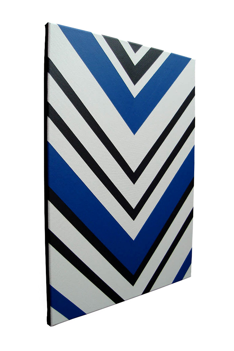 Original Blue And White Chevron Painting