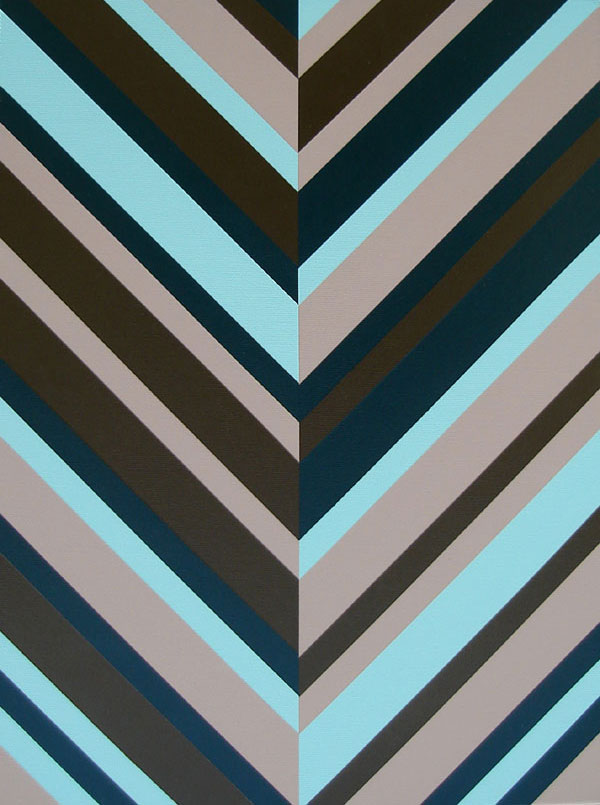 Original Green And Brown Chevron Painting Modern Wall Art