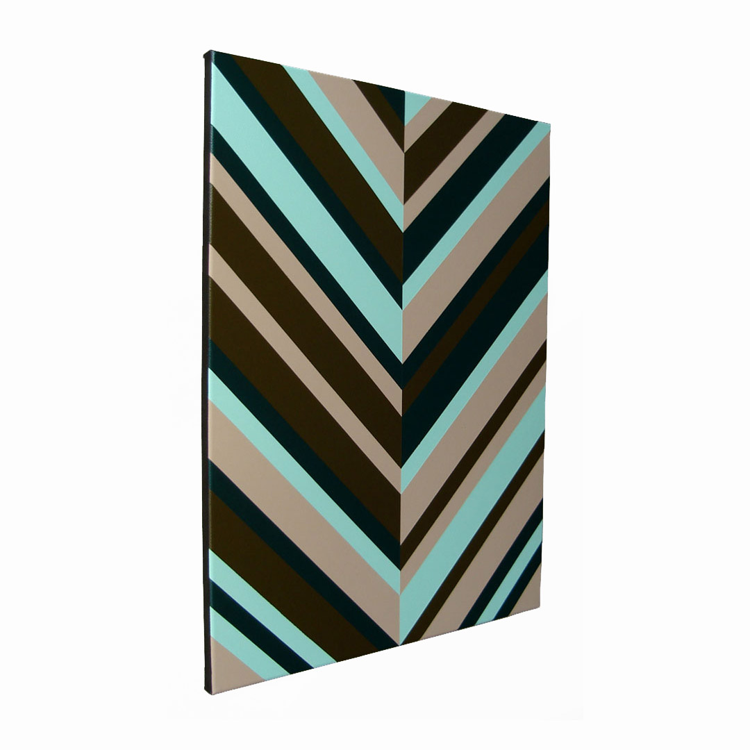 Geometric Green And Brown Modern Chevron Painting