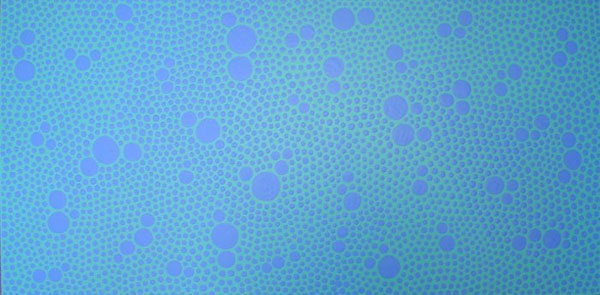 Blue on Green Dots Painting