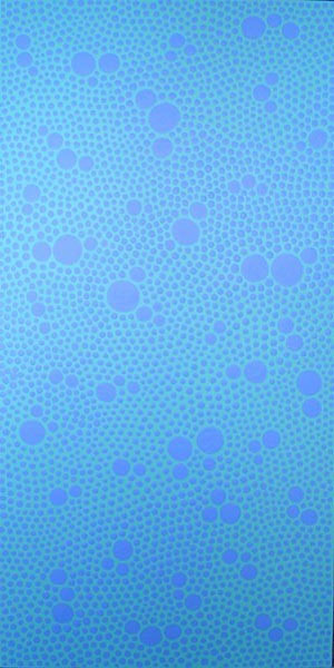 Modern Blue on Green Dots Painting