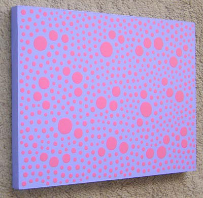 Original Pink On Blue Dots Painting