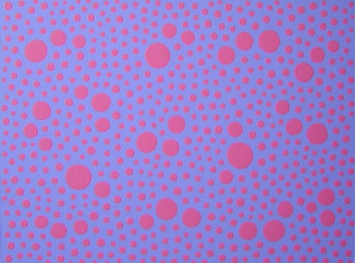 Pink On Blue Dots Painting