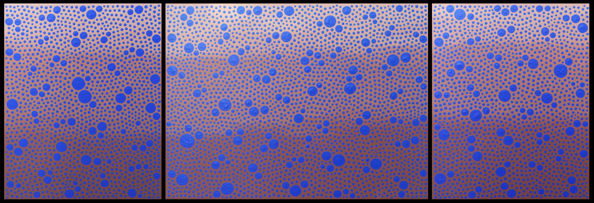 Blue Dots On Sienna Three Panel Painting