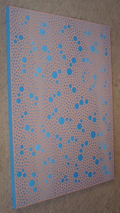 Original Blue On Tan Dots Painting