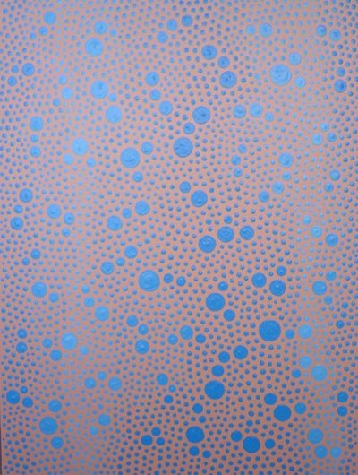 Blue on Tan Dots Painting