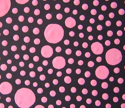 Pink on Black Dots Painting Painting Close-Up