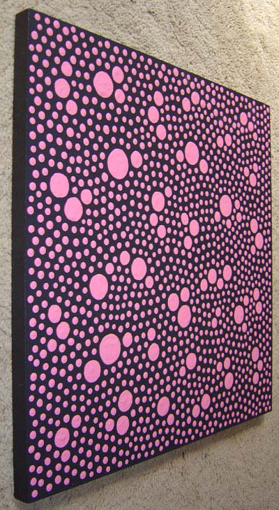 Pink on Black Dots Painting