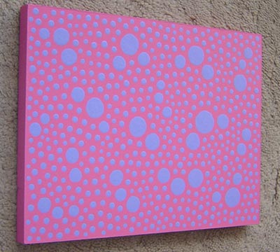 Original Blue on Pink Dots Painting