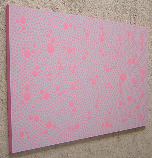 Original Pink on Grey Dots Painting