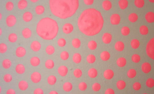 Pink on Grey Dots Painting Painting Close-Up