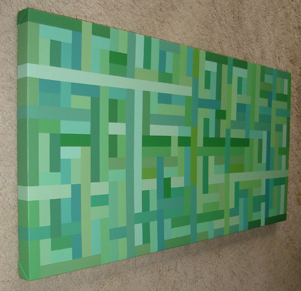 Original Painting - Shades of Green Weave Bands