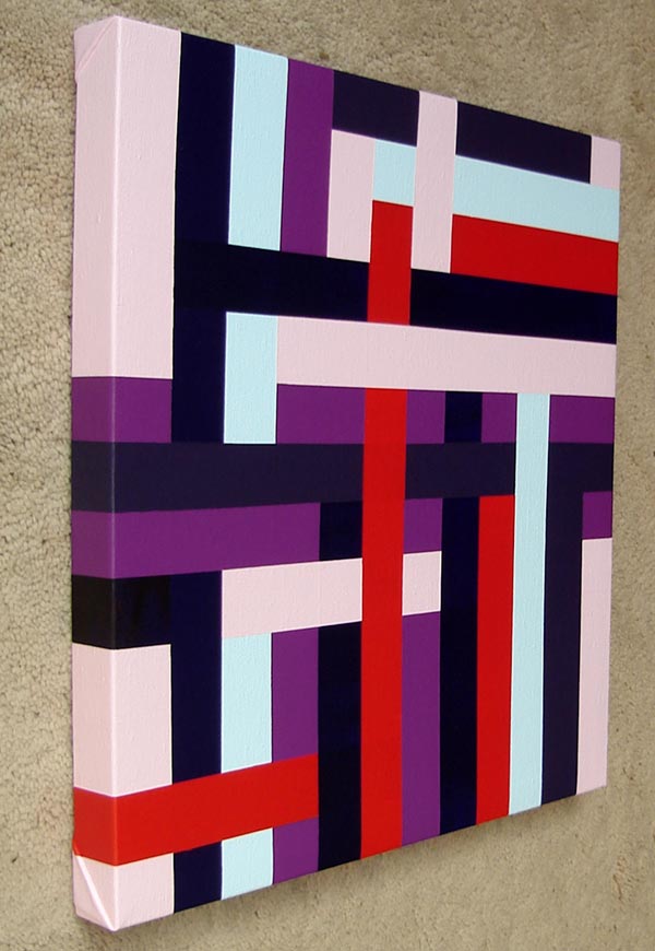 Original Painting - Pink, Red And Blue Weave Bands