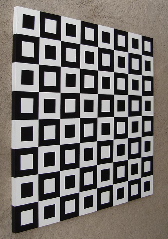 Original Modern Black And White Squares Within Painting