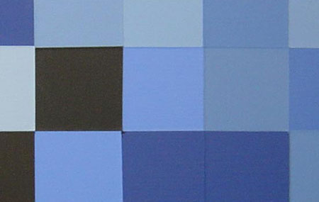 Blue and Black Squares Painting Close-Up